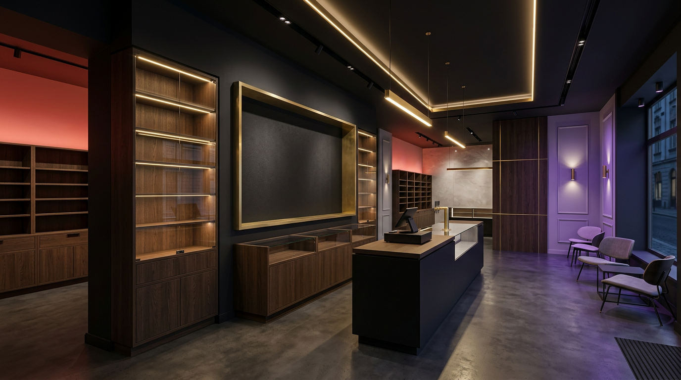 Premium European retail interior with a dedicated COSCA 420 display area